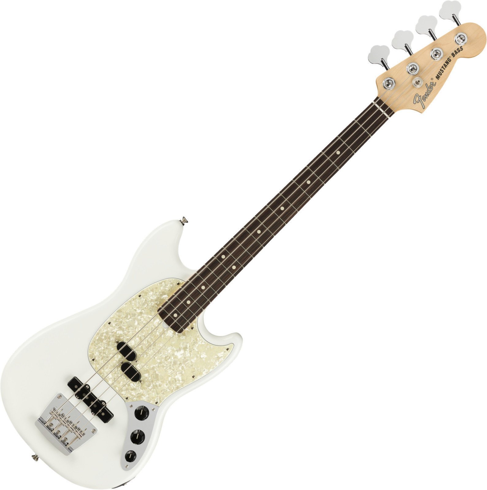 4-string Bassguitar Fender American Performer Mustang RW Arctic White