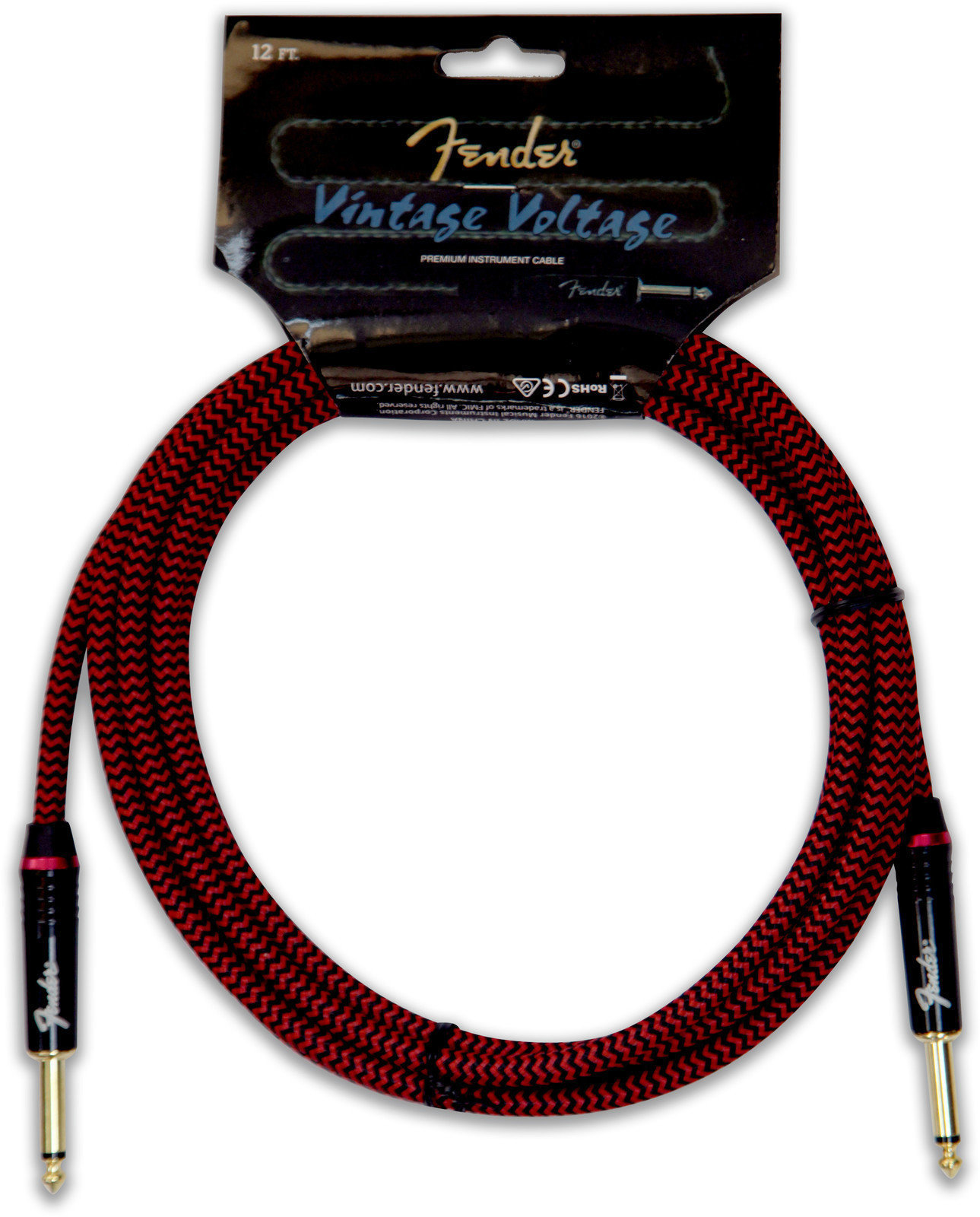 Instrument Cable Fender Vintage Volt 12' ST Red Tweed Cable