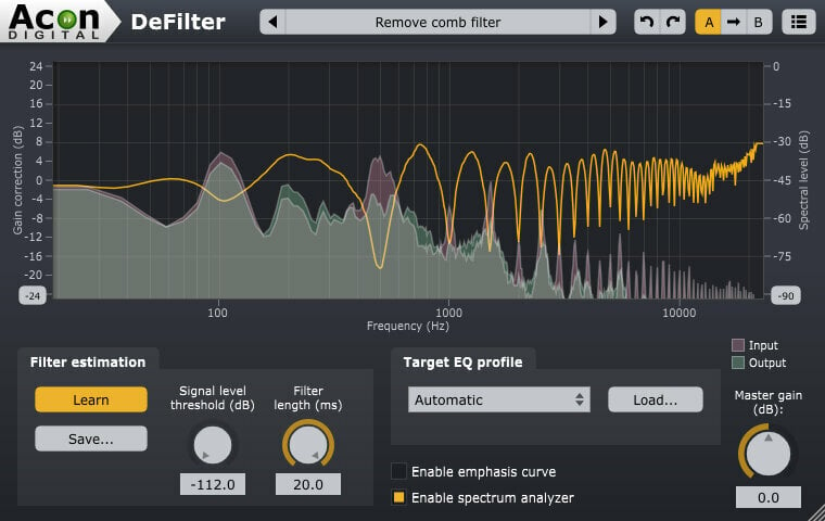 Εφέ FX Plug-In λογισμικού στούντιο Acon Digital DeFilter (Ψηφιακό προϊόν)