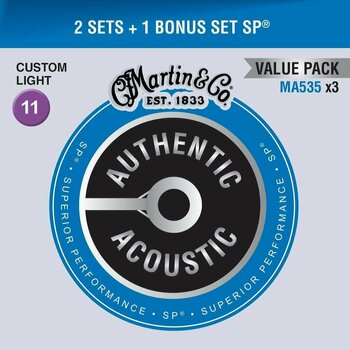 Cordes de guitares acoustiques Martin MA535 Authentic Acoustic x3 - 1