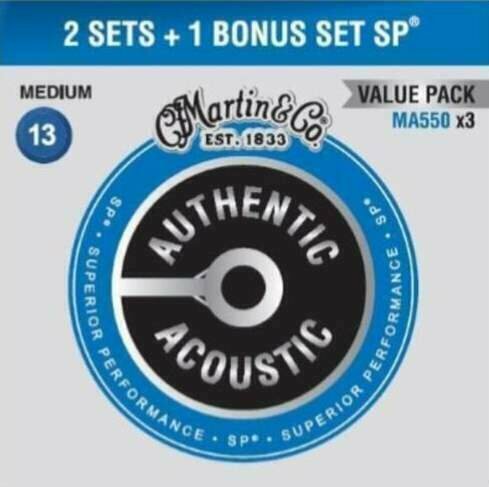 Cordes de guitares acoustiques Martin MA550 Authentic Acoustic x3 Cordes de guitares acoustiques