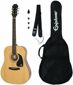 Dreadnought Guitar Epiphone Songmaker Acoustic Guitar Player Pack Natural - 1