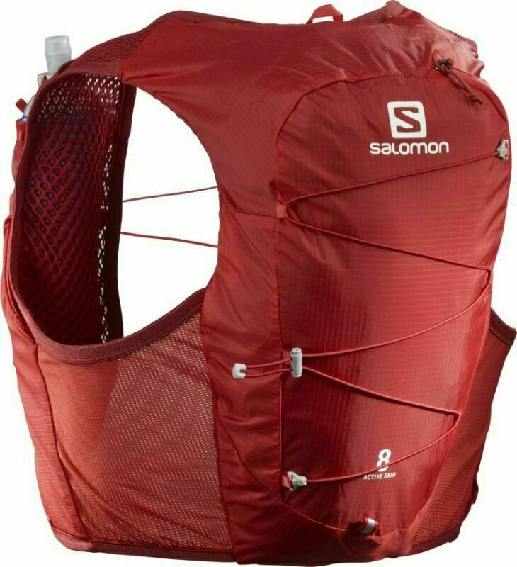 Futó hátizsák Salomon Active Skin 8 Set Goji Berry/Red Chili XL Futó hátizsák