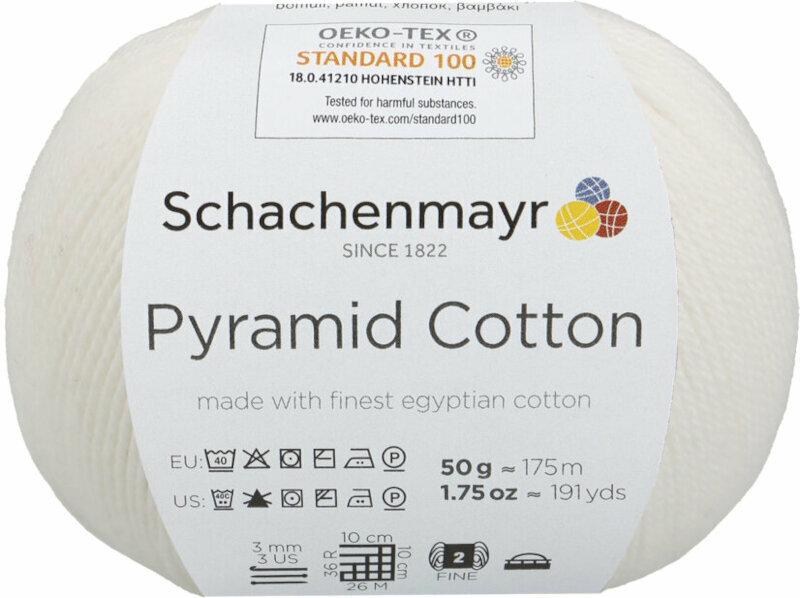 Pletacia priadza Schachenmayr Pyramid Cotton 00001 White Pletacia priadza