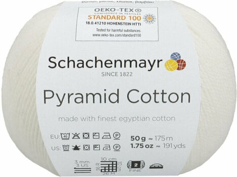 Kötőfonal Schachenmayr Pyramid Cotton 00001 White Kötőfonal - 1