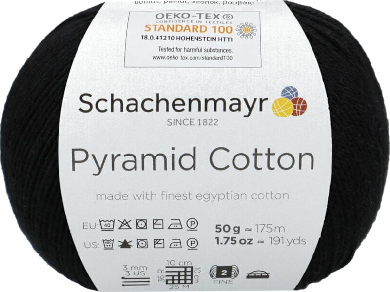 Fil à tricoter Schachenmayr Pyramid Cotton 00099 Black Fil à tricoter