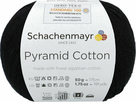 Fios para tricotar Schachenmayr Pyramid Cotton 00099 Black - 1