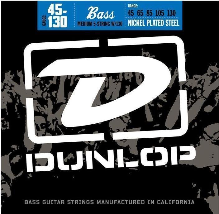 Saiten für 5-saitigen E-Bass, Saiten für 5-Saiter E-Bass Dunlop DBN 45130