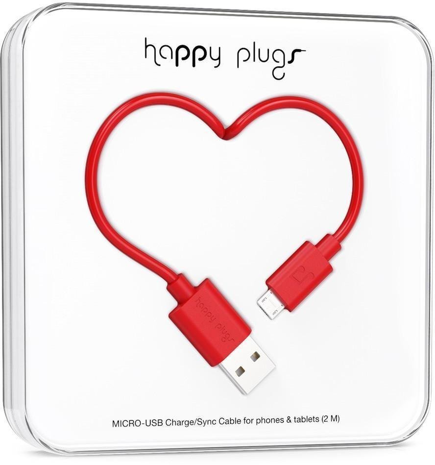 USB Kábel Happy Plugs Micro-USB Cable 2m Red