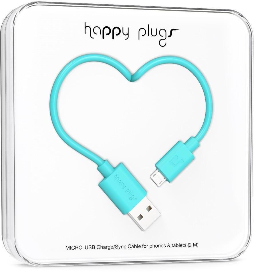 Cablu USB Happy Plugs Micro-USB Cable 2m Turquoise