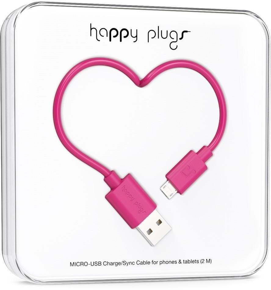 USB Cable Happy Plugs Micro-USB Cable 2m Cerise Red 2 m USB Cable