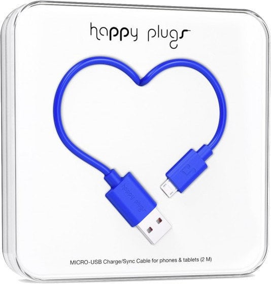 Câble USB Happy Plugs Micro-USB Cable 2 m Cobalt
