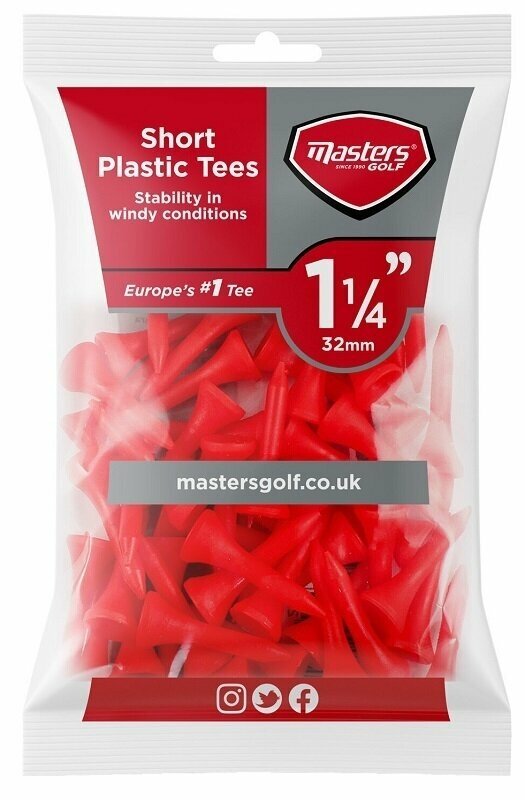 Golfové týčka Masters Golf Plastic Tees 1 1/4 Inch Red 50 pcs