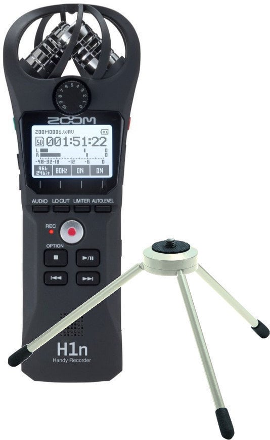 Portable Digital Recorder Zoom H1n Tripod SET Black