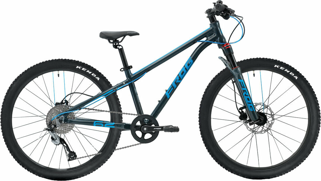 Bicicleta hardtail Frog MTB 62 Shimano Alivio RD-M3100-SGS Shadow 1x9 Metallic Grey/Neon Blue 12,5"