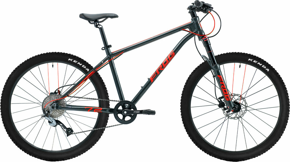 Bicicleta Hardtail Frog MTB 72 Shimano Alivio RD-M3100-SGS Shadow 1x9 Metallic Grey/Neon Red 16"