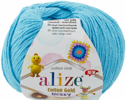 Przędza dziewiarska Alize Cotton Gold Hobby New 287 Turquoise - 1