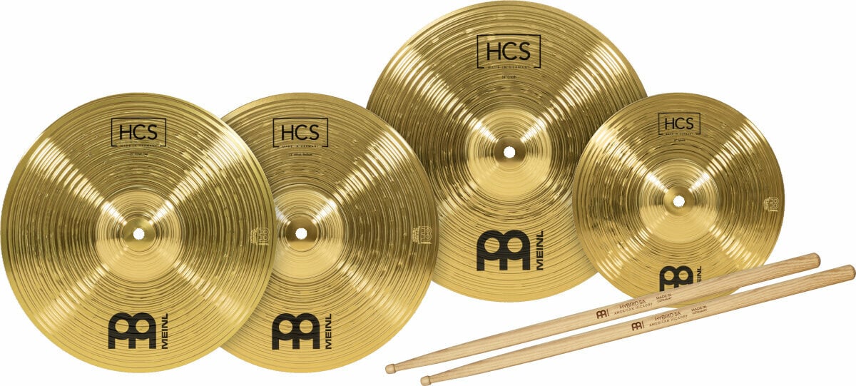 Juego de platillos Meinl HCS1314+10S Cymbals HCS Bonus Pack 10/13/14 + 5A Sticks Juego de platillos