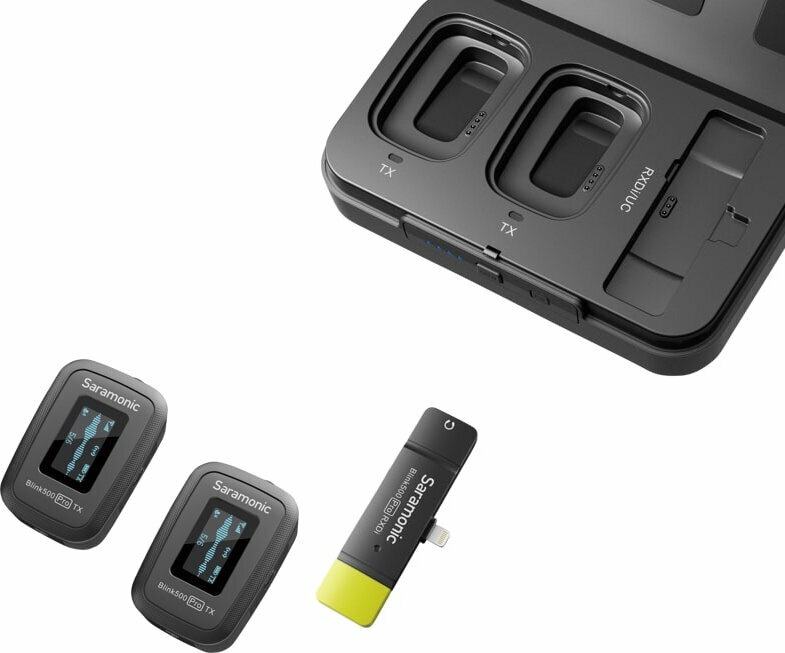 Sistema de áudio sem fios Saramonic Blink 500 Pro B4 (TX+TX+RX Di) Lightning Sistema de áudio sem fios