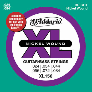 Jeux de 6 cordes basses D'Addario XL156 Nickel Wound Fender Bass VI 24-84 - 1