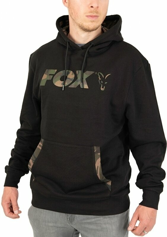 Horgászpulóver Fox Horgászpulóver Lightweight Pullover Hoody Black/Camo Print 3XL
