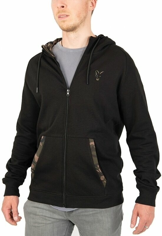 Horgászpulóver Fox Horgászpulóver Lightweight Zip Hoody Black/Camo Print XL