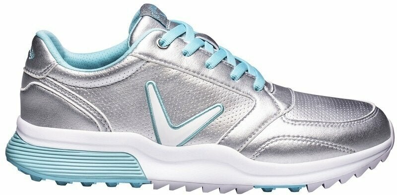 Chaussures de golf pour femmes Callaway Aurora Silver/Light Blue 36,5