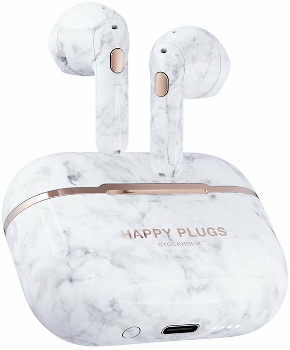 Intra-auriculares true wireless Happy Plugs Hope White Marble