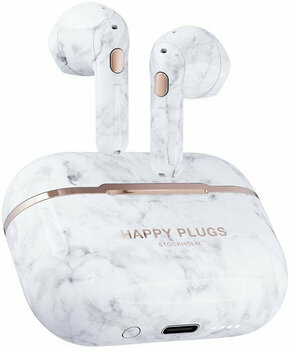 Intra-auriculares true wireless Happy Plugs Hope White Marble - 1