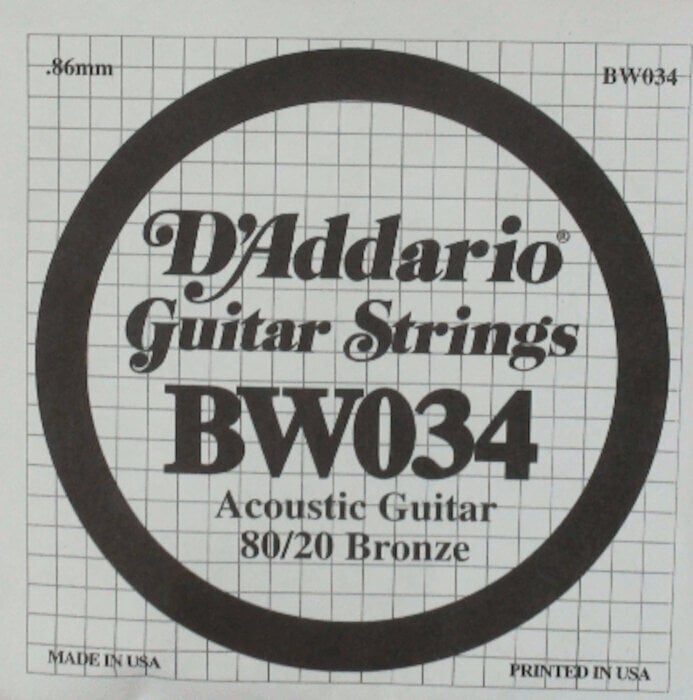 Единична струна за китара D'Addario BW034 80/20 BRONZE 034 Единична струна за китара