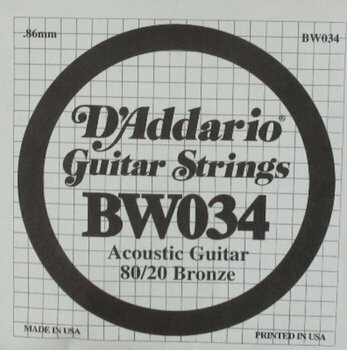 Corde de guitare acoustique à l'unité D'Addario BW034 80/20 BRONZE 034 Corde de guitare acoustique à l'unité - 1