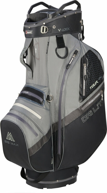 Sac de golf Big Max Dri Lite V-4 Cart Bag Grey/Black Sac de golf