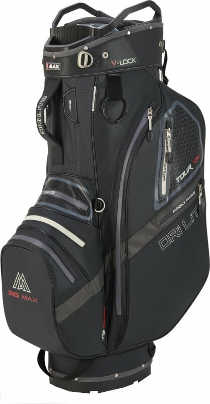 Golf Bag Big Max Dri Lite V-4 Cart Bag Black Golf Bag
