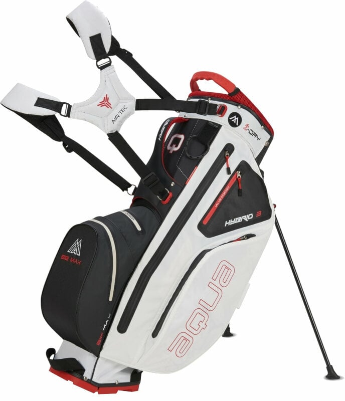 Sac de golf Big Max Aqua Hybrid 3 Stand Bag Black/White/Red Sac de golf
