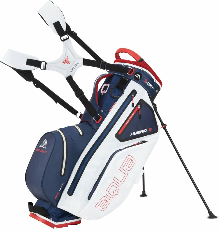 Geanta pentru golf Big Max Aqua Hybrid 3 Stand Bag Navy/Alb/Roșu Geanta pentru golf